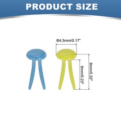 1000 PCS Paper Brass Fasteners Split Pins, Yellow/Sky Blue, 4.5 x 8 mm