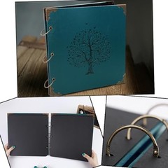 ADVcer 12×12 Photo Album Scrapbook Vintage Leather 3-Ring Binder Jasper Green