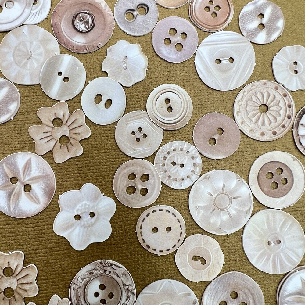 Vintage Style Button Cardstock Stickers Scrapbooking Junk Journaling Collage