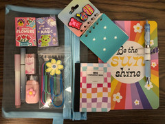 Journaling Notebook and Pouch with supplies for beginner FUN clips stickers NEW