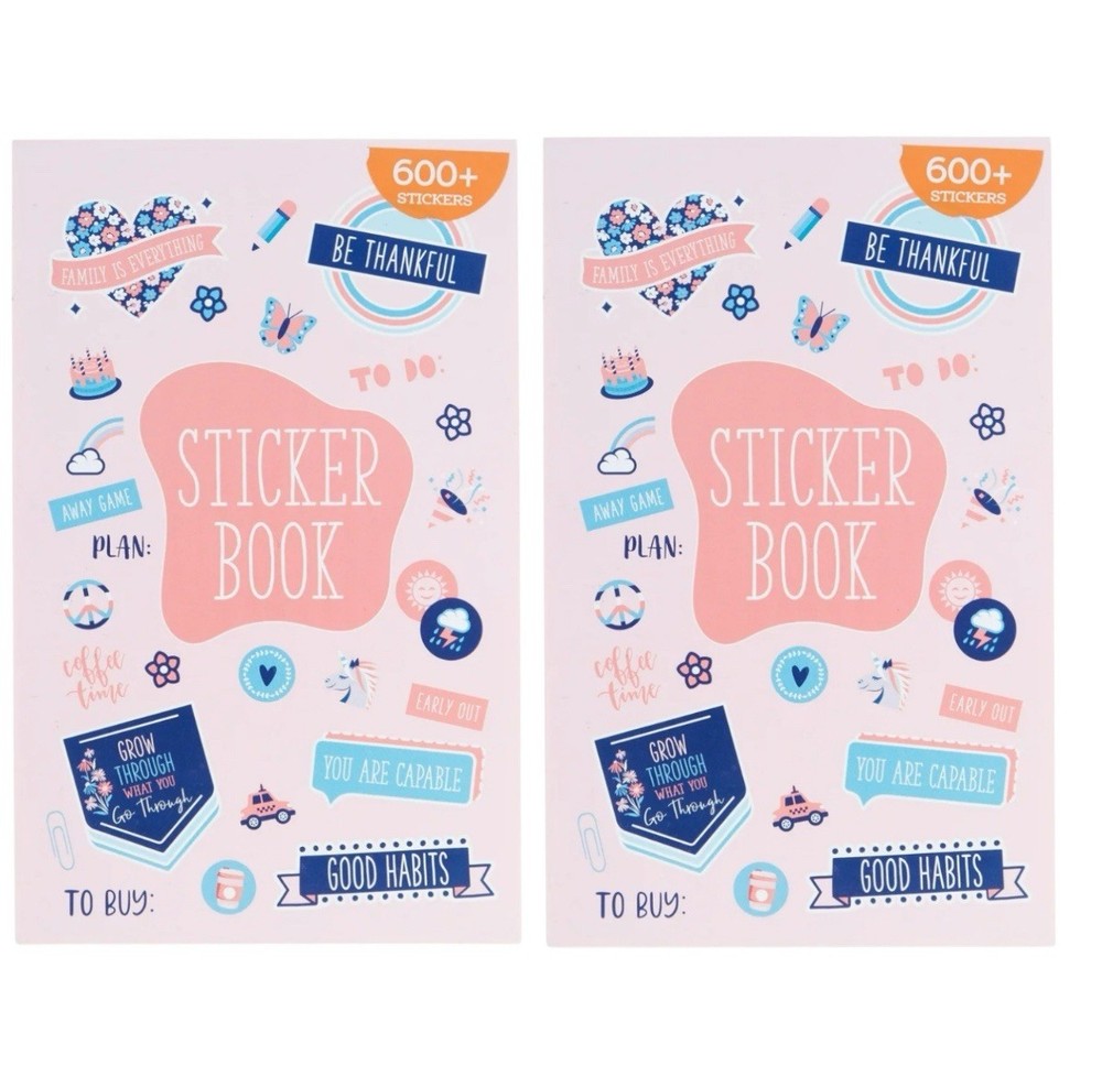 2 PACK LOT Pen+Gear Paper Sticker Book Pink Blue 15 Sheets 600+Stickers READ