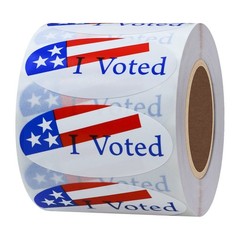 I Voted with Red, White, and Blue Stickers Oval 1×2 Inch Round 500 Labels Per…