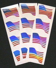 Three Sheets 2×6″ Metallic American Flag Stickers (appx. 1 1/2 x 1 1/4 inch)