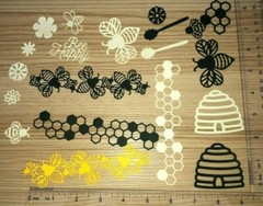 BEE HAPPY cardstock paper die cut embellishment scrapbook / card making