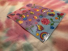 Lisa Frank Vintage Sticker Sheet Roses, Butterflies, Hearts S142 Paper