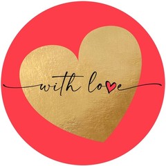 Red & Gold Love Stickers, 1.5″ Diameter, 2500 Pack
