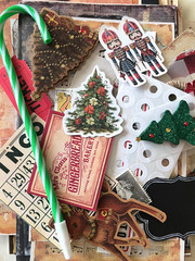#24 -150pcs CHRISTMAS JUNK JOURNAL 3D KIT with Candy Cane Pen & REAL EPHEMERA