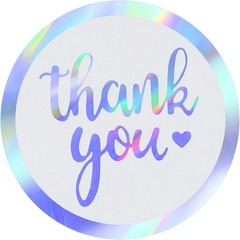 1.0″/1.5″ 500Pcs Round Thank You Stickers Holographic Silver Waterproof Stickers