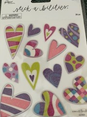 THE PAPER STUDIO STICKABILITIES STICKERS 2 SHEETS MULTI-COLOR HEARTS 26PCS