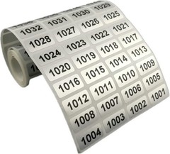 Waterproof Self-Adhesive Inventory Stickers 1001-2000 Silver Finish, 1000 Labels