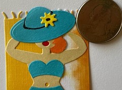 LADY ON BEACH TOWEL “Pre-Made”Die-Cut(1pc)Lake•River •Swim•Swimsuit•Card Making•