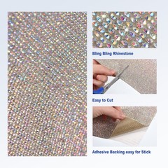 Bling Rhinestone Sheet Self-Adhesive Sticker 7.87 Inch x 4.92 FT Colorful
