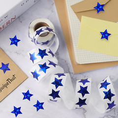 500 PCS Holographic Blue Star Stickers, 1 Inch Self Adhesive Metallic Glitter Fo
