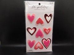 The paper studio la petites Pink & Red Heart 3D stickers 9pc