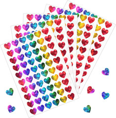 1800Pcs 0.5Inch Holographic Heart Stickers, Red | Glitter Tiny Hearts, for Kids,
