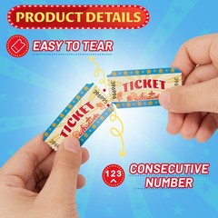Carnival Tickets Single Roll Raffle Tickets for Events, Classroom or Carnival…