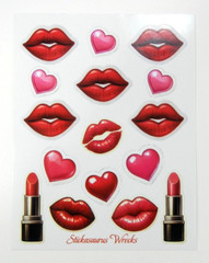 Lips Hearts & Lipsticks Sticker Sheet