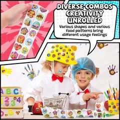 Smelly Roll Stickers for Kids, 4 Rolls, 1200 Pcs, Scratch & Sniff