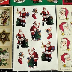 Vintage Sticker Lot Christmas Santa 6 Sheets AGC, Gibson, Hallmark, etc lot 2