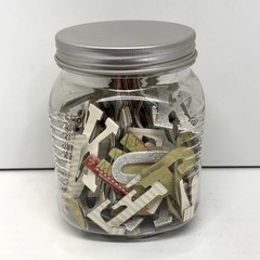 Plastic Jar of Hard Board Patterned Craft & Scrapbook Alphabet Letters w/Glitter