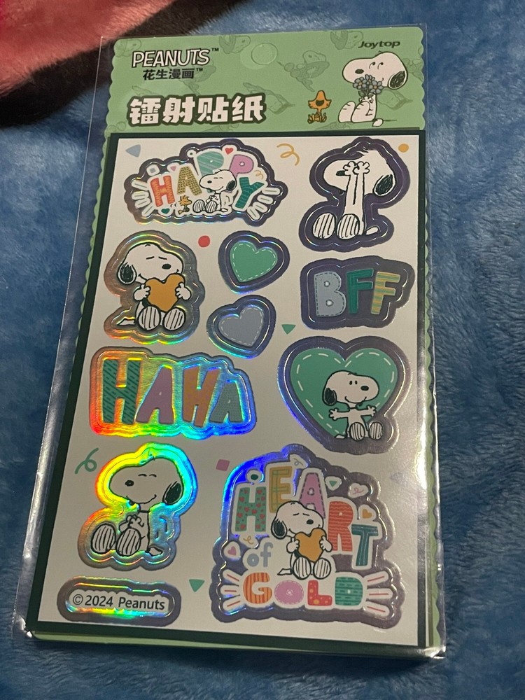 Snoopy Sticker Set Kawaii Holographic Cute Decoration (Green)