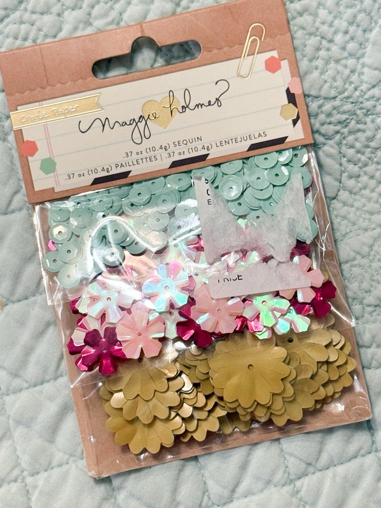 Maggie Holmes Confetti Sequin Mix Crate Paper Scrapbook Embellishments NIP