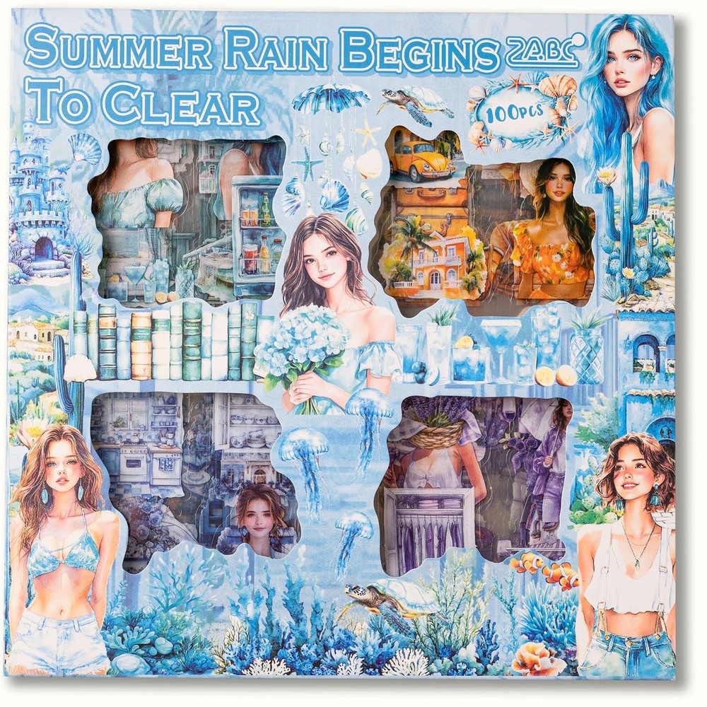 YagCu Season Scrapbook Stickers Set, Summer Junk Journal 3.15 inches,
