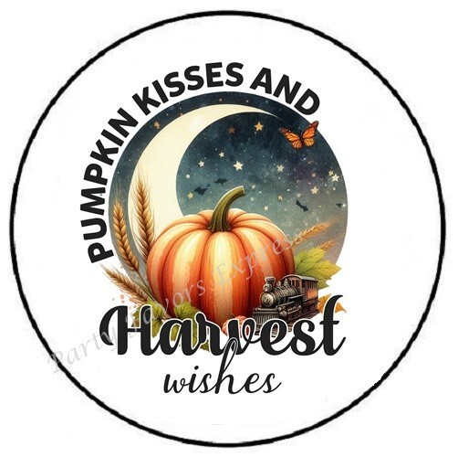 PUMPKIN KISSES AND HARVEST WISHES ENVELOPE SEALS LABELS STICKERS PARTY FAVORS
