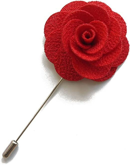 1 Red Lapel Flower Stick Brooch Pin Boutonniere for Suit Tuxedo Corsage