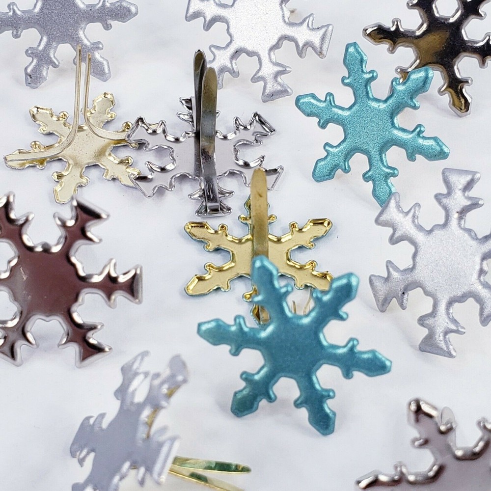 20 Pearl Snowflake Brads 2 Shapes 3 Clrs Winter Cardmaking Embellishments Crafts