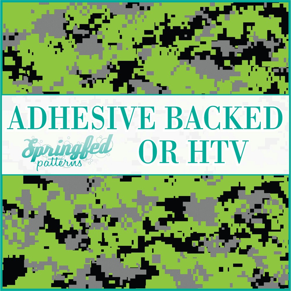 Digital CAMO in Lime Green, Black & Grey Adhesive Vinyl or HTV Heat Transfer
