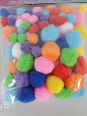 Craftolgy Pom Poms Variety Multicolor (lot of 2) each pk 100pcs different sz NWT