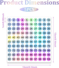 5 Sheets round Reflective Numbered Sticker Small, Color Consecutive Number Stick