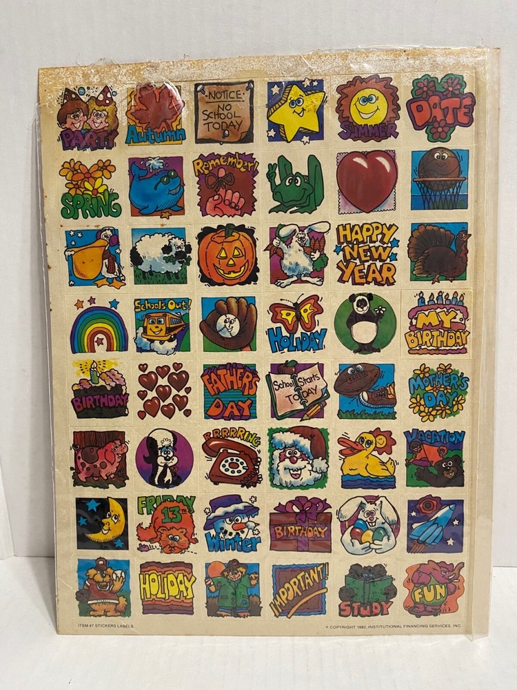 Vintage 1983 Institutional Financing Services Stickers Sheet Academic – Aged