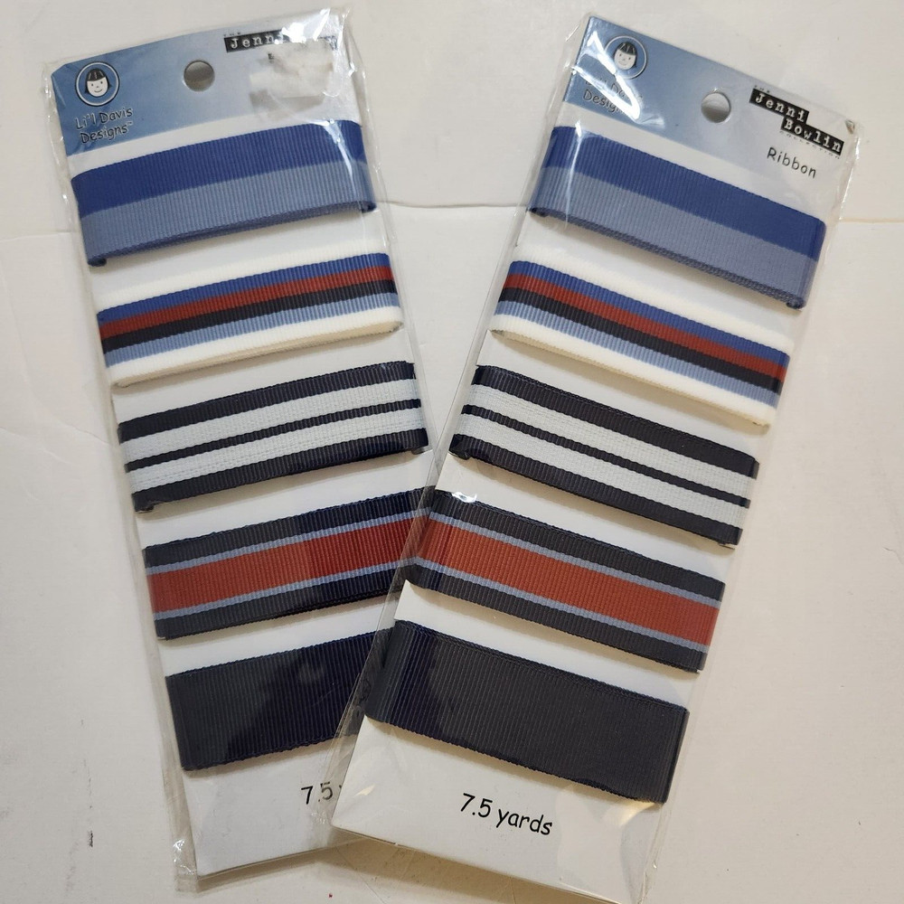 NEW Lot 2 Li’l Davis Design Jenni Bowlin Ribbon Red White Blue Stripe Set Sail-B