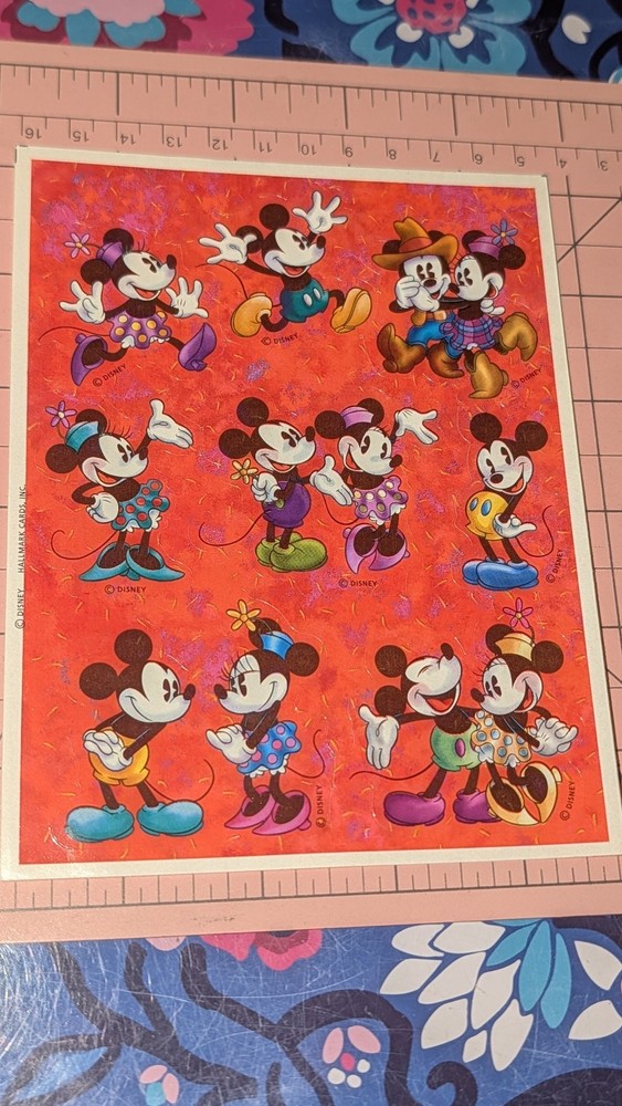 Vintage Hallmark Stickers Disney Mickey Mouse Minnie Mouse 1 sheet