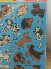 American Greetings Fuzzy Flocked Animal Dog Cat Stickers Forget Me Not USA Made