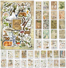 Vintage Aesthetic Washi Stickers and Papers for Scrapbooking, 40 Sheets Ephemera