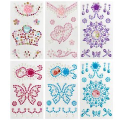 Wrapables Crystal Rhinestone Gem Stickers, Bling Jewel Adhesives (Set of 6)