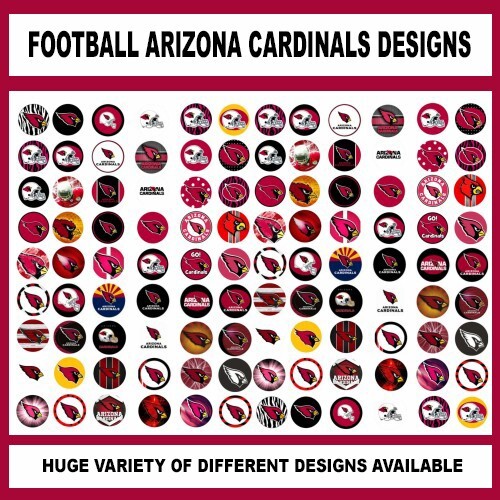 100 Precut CARDINALS FOOTBALL TEAM BOTTLE CAP CHARM TRAY IMAGES 1 inch DESIGNS