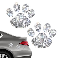 Paw Print Stickers Crystal Car Decoration Stickers Bling Rhinestone Paw Decals