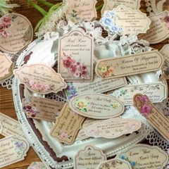 50Pcs Vintage Words Tag Stickers Journal Planner Scrapbooking Decorative Collage