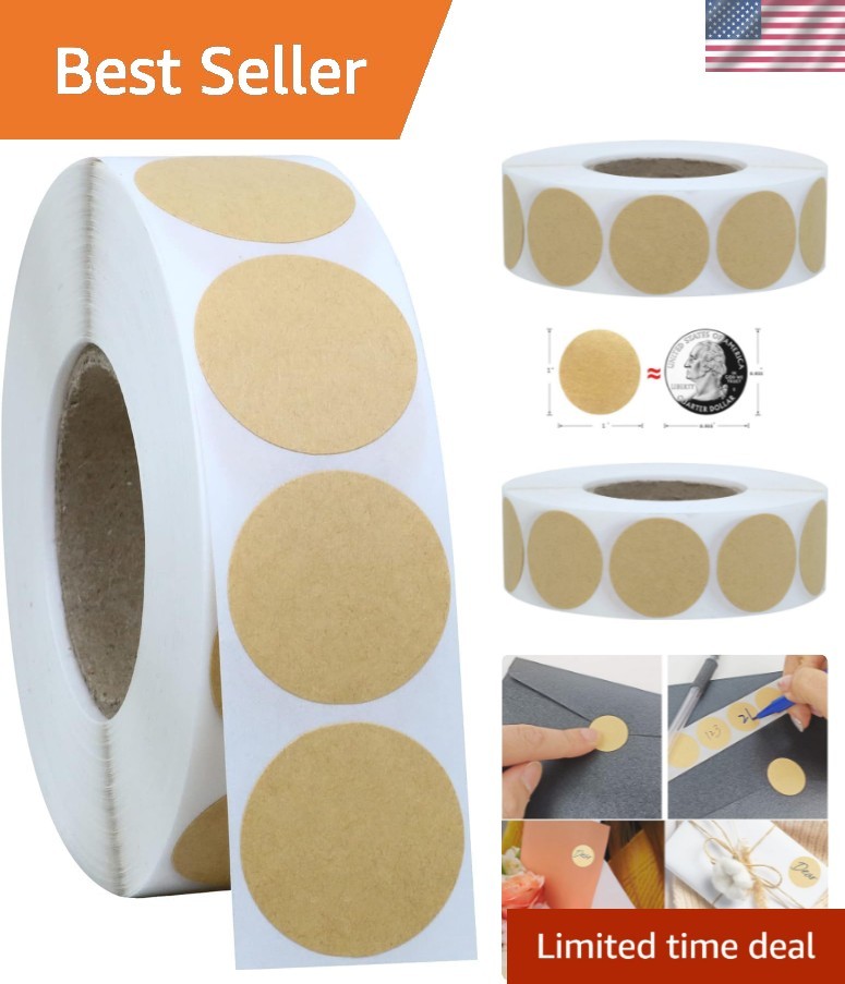 1000PCS Kraft Circle Stickers Dot Stickers, 1 Inch Round Blank Garage Sale Pr…