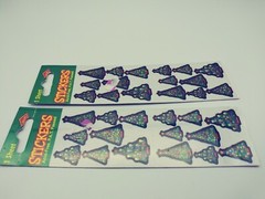Beistle Vintage Christmas Tree Stickers Reflective NOS Lot Of 2 Holiday 1998 90s