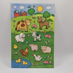 Vintage American Greetings Stickers Farm Animals Barn Farm Yard Pig Duck 1 Sheet