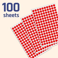 15,000 Red Round Dot Stickers – Self-Adhesive