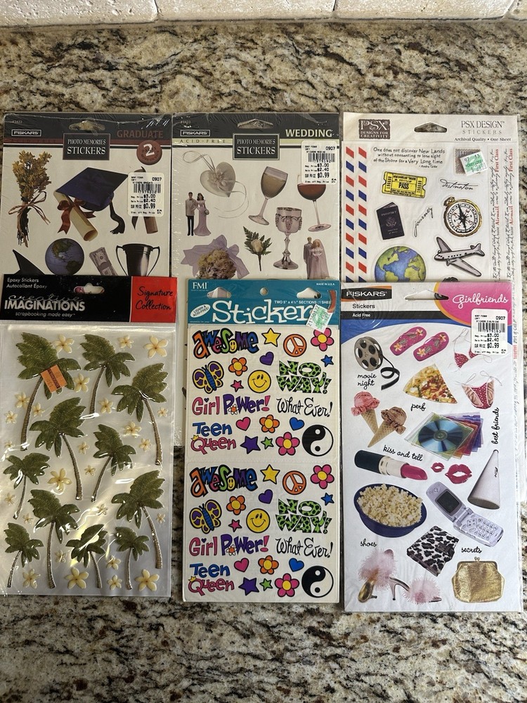 Lot Of 6 Sticker Packs Misc Brands