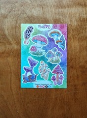 Rainbow Vibrant Mushroom Sticker Sheet – Original Art by SammiSpaghettiArt