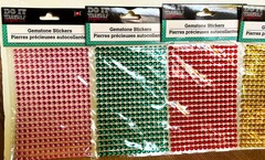GEMSTONE STICKERS LOT OF 4 PACKAGES PINK, GREEN, RED, YELLOW 315 COUNT EACH NEW