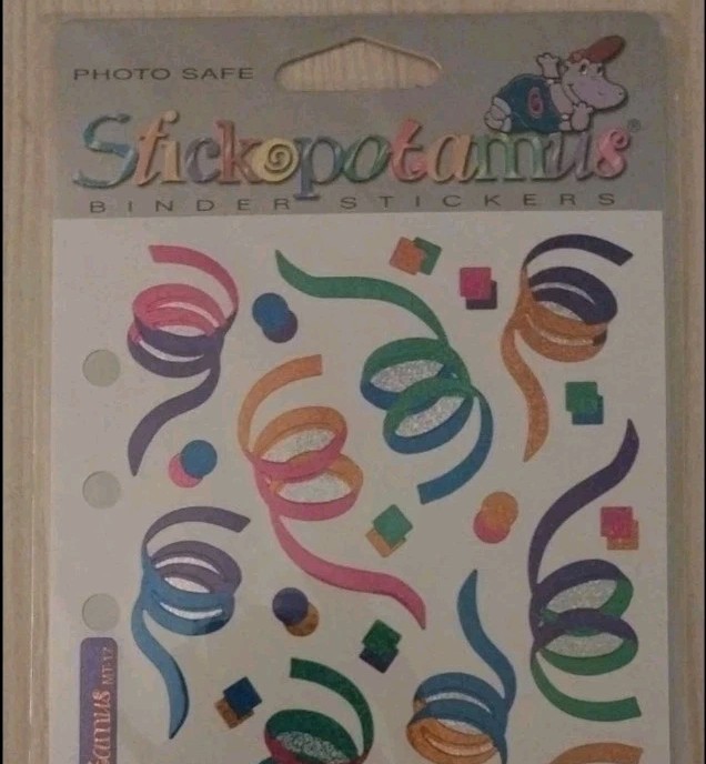 Party Confetti Swirls Metallic Rainbow Colors~Stickopotamus StIckers~Binders~NIP